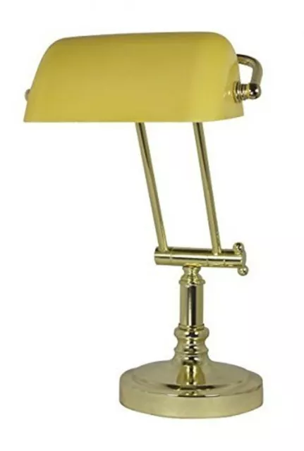 Schreibtisch/Bankierlampe Messingfuß mit Kniegelenk H. bis max. 45 cm- mit Glas