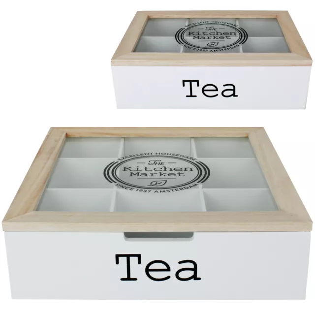 6 oder 9 Fächer Teekiste Teebeutelbox Teebox Teebeutel Aufbewahrung Kiste Tee