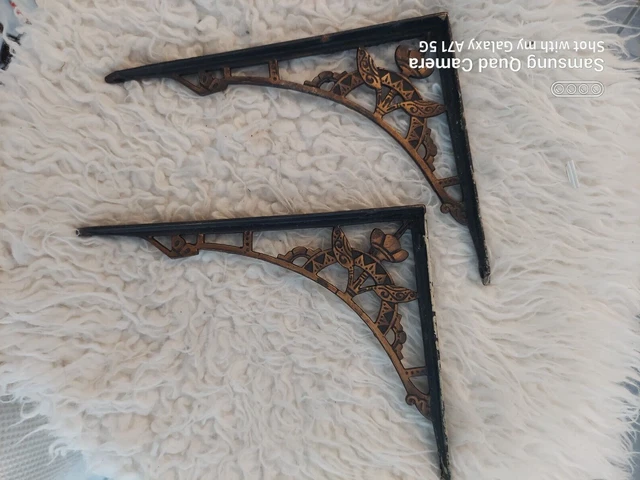 Pair Vintage Cast Iron EASTLAKE Wall Shelf Brackets. 7 x 9
