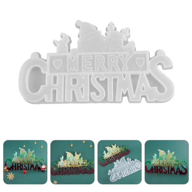 Silica Gel Listed Mold Merry Christmas Sign Resin Santa Epoxy