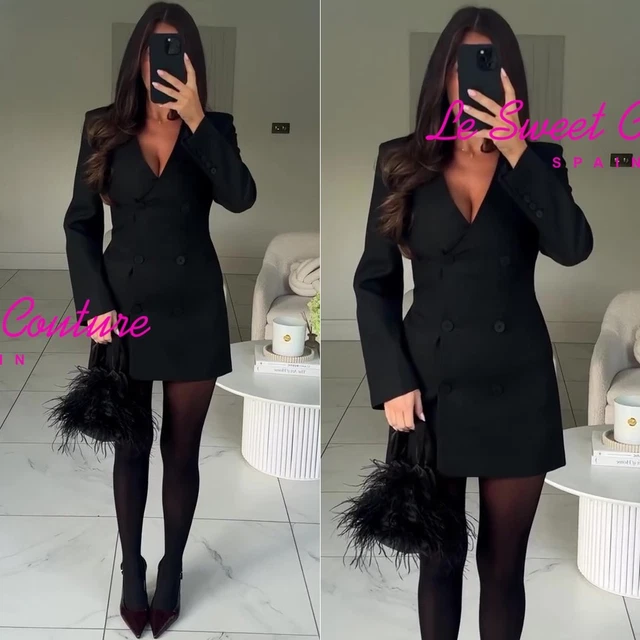 ZARA WOMAN FW25 Black Double Breasted Blazer Dress Zw Collection  9225/062/800 $156.00 - PicClick