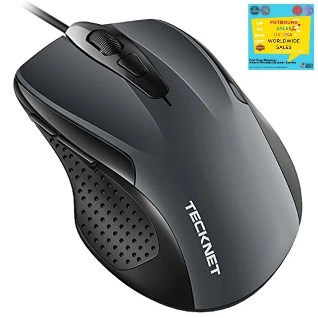 TECKNET Pro S2 High Performance Wired USB Mouse, 6 Buttons, upto 2000dpi