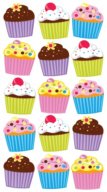Pegatinas adhesivas - pergamino y cupcakes brillantes - E5200114