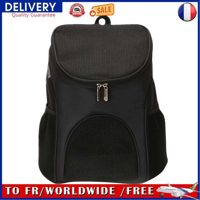 Pet Cat Carrier Backpack Breathable Travel Outdoor Shoulder Carry (Black)