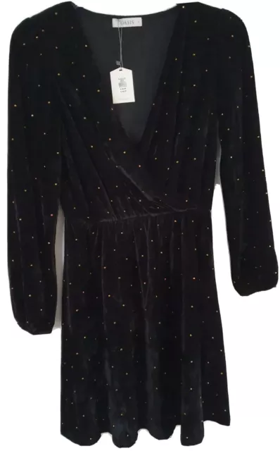 Oasis Black Velvet Dress Brand New With Tags Size Extra Small RRP £50