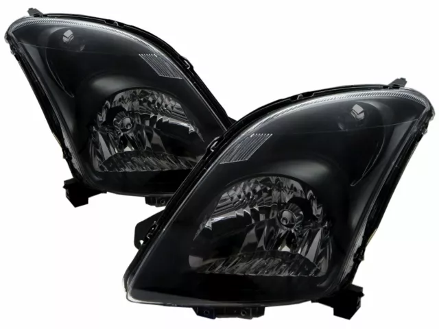 Swift MK2 2004-2010 Hatchback 3D/5D Clear Headlight Black for SUZUKI LHD