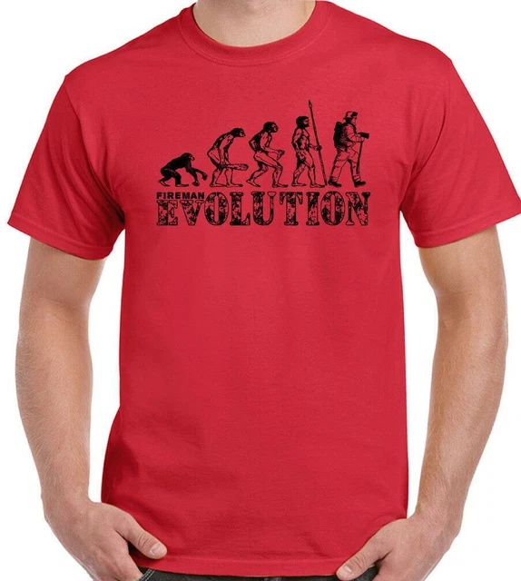 Pompiere T-Shirt Evolution Divertente da Uomo Fuoco Brigata Servizio Top Regalo
