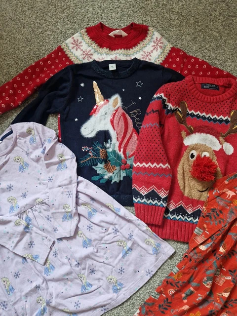Girls Red / Christmas Clothes Bundle  Jumpers Dresses  Age 5-6yrs / 4-6 Years 5