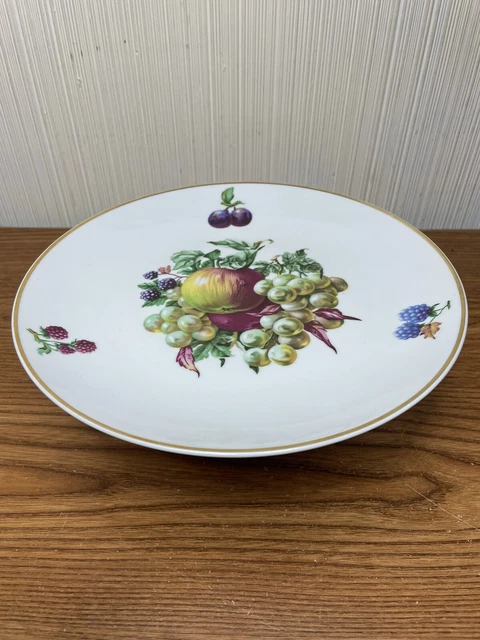 Vintage Naaman Israel White Fine Porcelain Cake Plate Fruit Grape Apple Berry