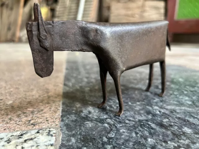 Old Vintage Hand Forged Iron Goat Statue Sculpture Western Farmhouse Decor