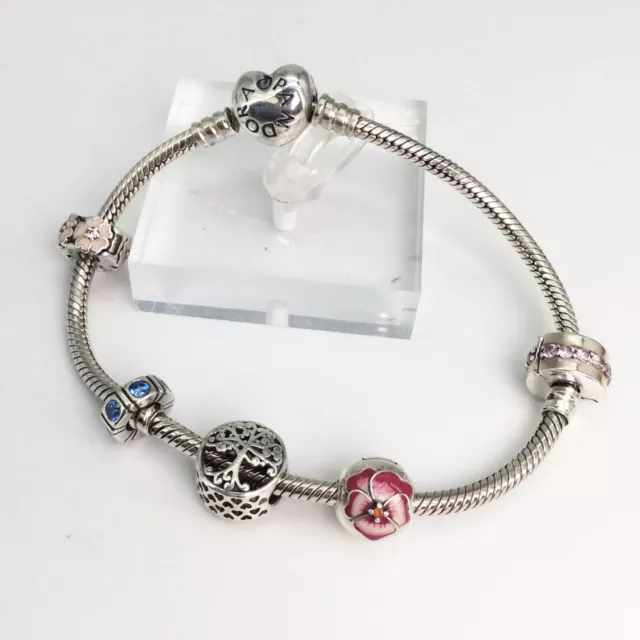 Pandora Armband mit Herzverschluss und 5 Charms 20cm   #305