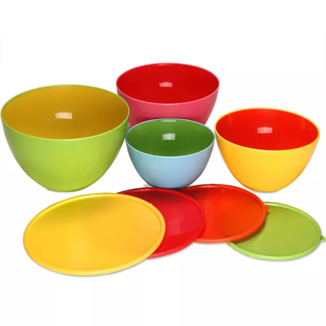 Lot 4 bols saladiers couvercles micro-onde cuisine empilables multicolores