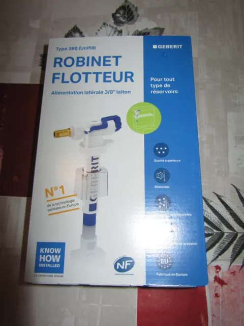 ROBINET FLOTTEUR GEBERIT TYPE 380 ALIMENTATION LATERALE 3/8" laiton NEUF