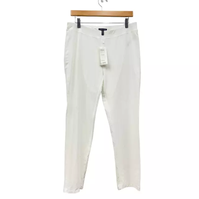 Eileen Fisher System Washable Stretch Crepe Slim Ankle Pant in White size XL NWT