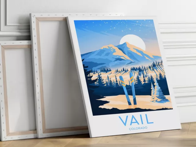 Colorado, Vail Traditional 40x50cm Stretched Travel Canvas Wall Art Print