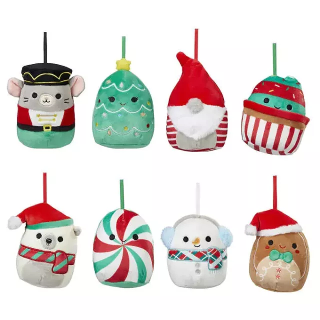 Squishmallow Holiday Winter Collection Christmas Ornaments Set of 8