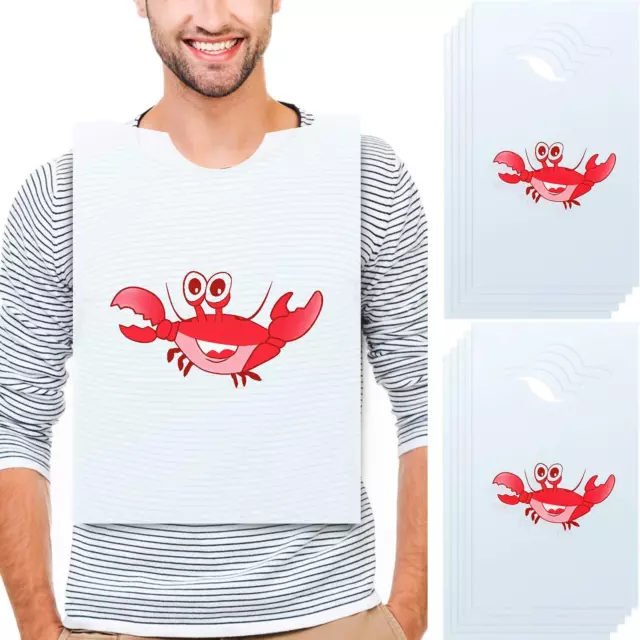 30 Pcs Disposable Lobster Bibs Plastic Crab Funny Bibs for Adults Dinner Party