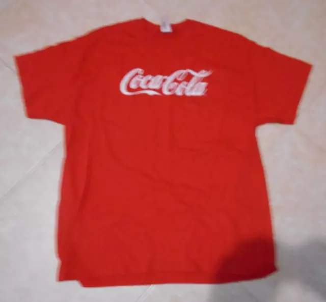 GILDAN Heavy Cotton Tear Away XL / TG /EG  Mens  Red  T-Shirt Coca-Cola