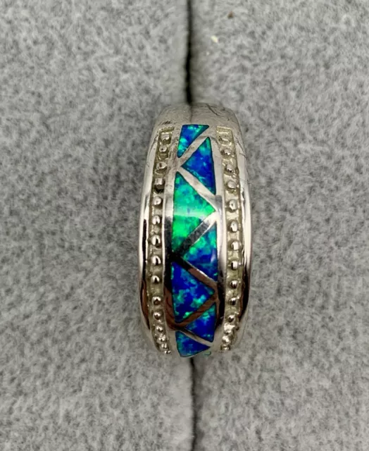 Sterling Silver 925 Ring, Size 9, Triangle Blue Opal  Cubic Zirconia CZ?
