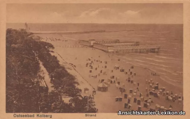 Postcard Kolberg Kołobrzeg Strandpartie mit Seesteg 1930 2