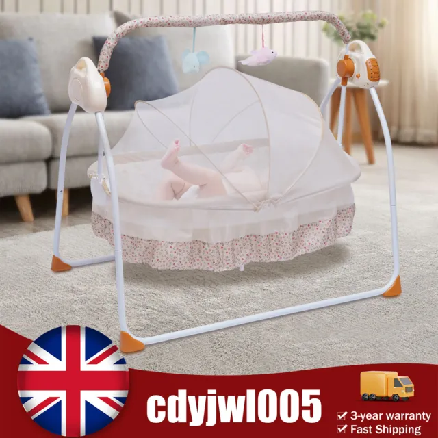 Electric Bluetooth Baby Crib Cradle Infant Rocker Auto-Swing Sleep Bed Baby USB
