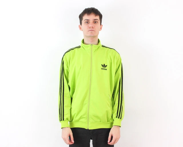 Adidas Uomo M Giacca Maglione Tuta Felpa Giacca a Vento SPORTS Top Verde Vintage