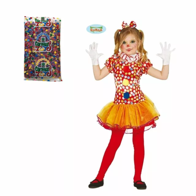 Guirca Costume da Clown Vestito Carnevale Pagliaccio Pagliaccetta per Bambina