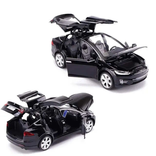 Tesla Model X 90d Suv 1:32 Diecast Model Car Toys With Sound Light Pull Back Car