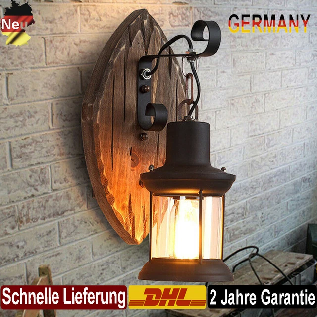 Holz Antik Wandleuchte Retro Vintage Industriell Wand Lampe Wandleuchter Licht