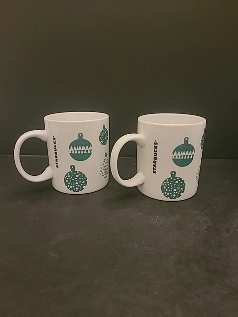 Starbucks Mug Holiday Christmas  2 2016 Winter  12oz Mugs GREEN ORNAMENTS. New