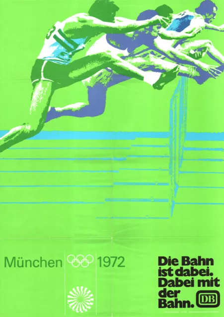 Olympische Spiele 1972 München DIN A1 Motiv "HÜRDEN MIT DB" Otl Aicher OLYMPIADE