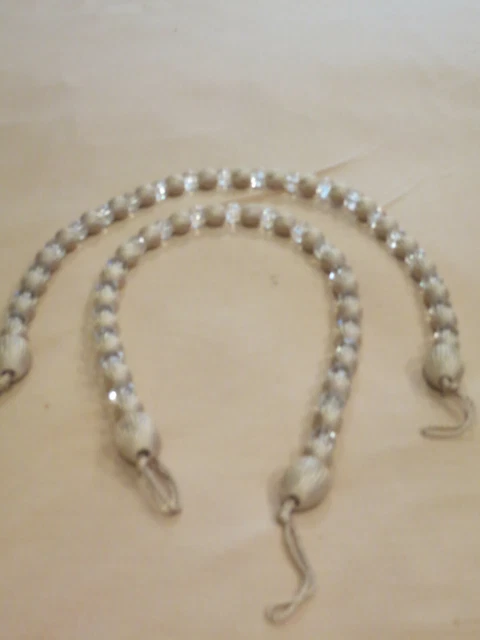 2 Vintage Drapery Braided Beaded Tiebacks Heavy Contemporary Beautiful