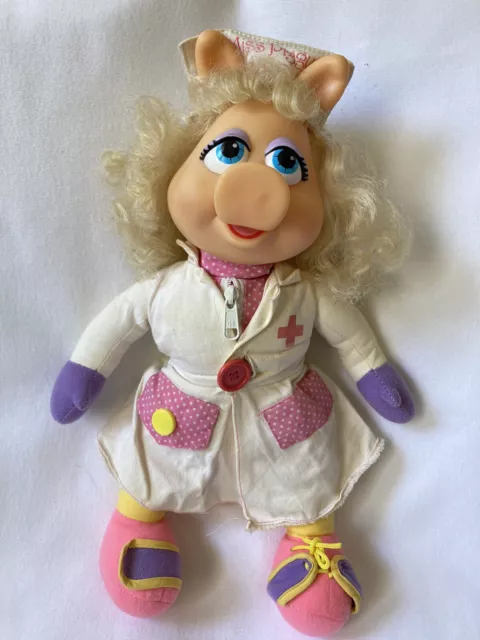 Vintage 1990 Muppets MISS PIGGY NURSE Plush 16" Learn To Dress Doll Jim Henson