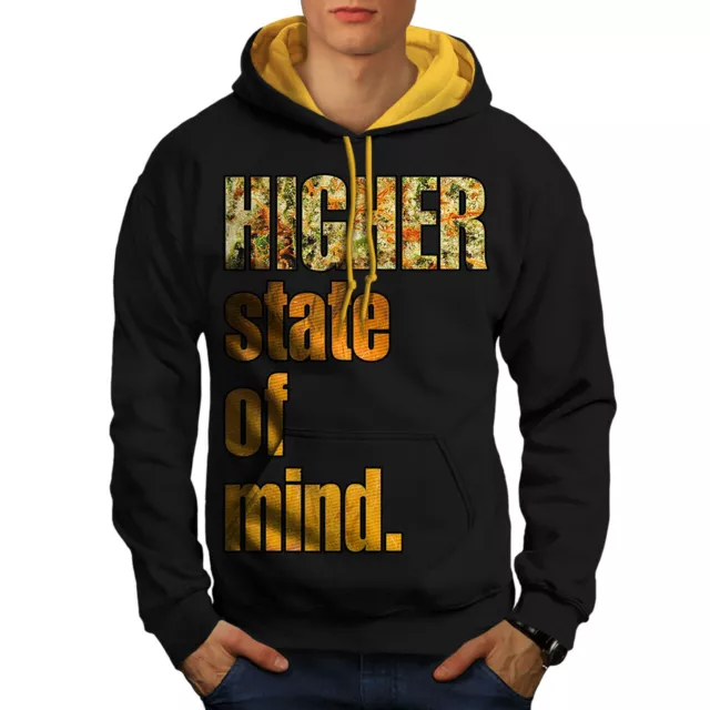 Wellcoda Higher State Of Mind Mens Contrast Hoodie, Smoke Casual Jumper