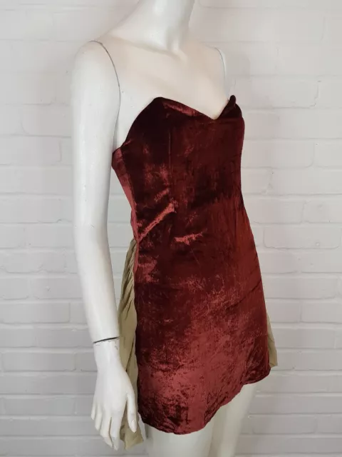 My Pet Square ASOS Velvet Mini Dress UK 8 Deep Red Bandeau Party Xmas Wired