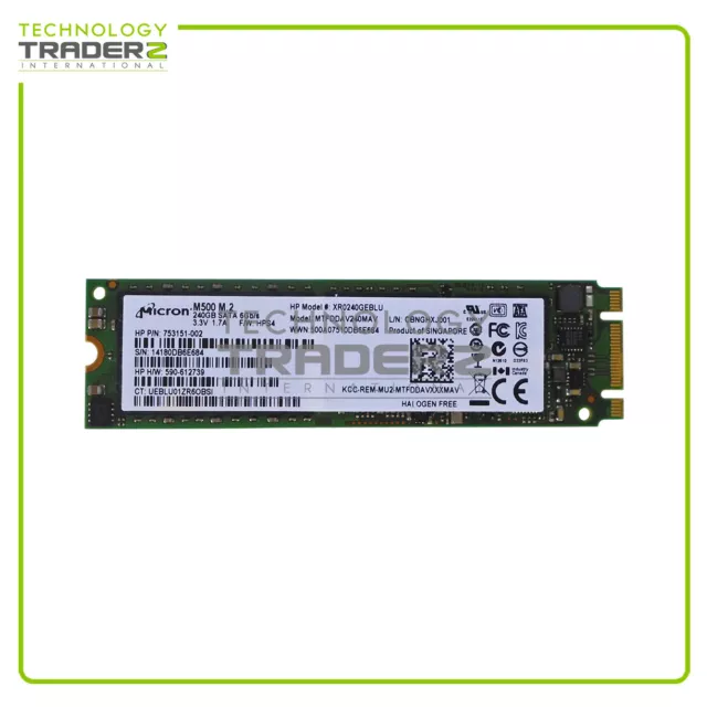 0-Hours 753151-002 HP 240GB SATA 6G MLC 2280 SSD MTFDDAV240MAV XR0240GEBLU