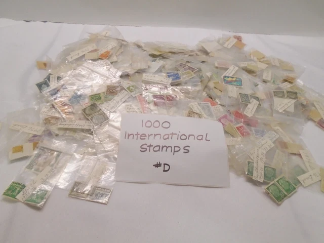 1000 Stamp Collection Vintage International stamps lot D Some USED