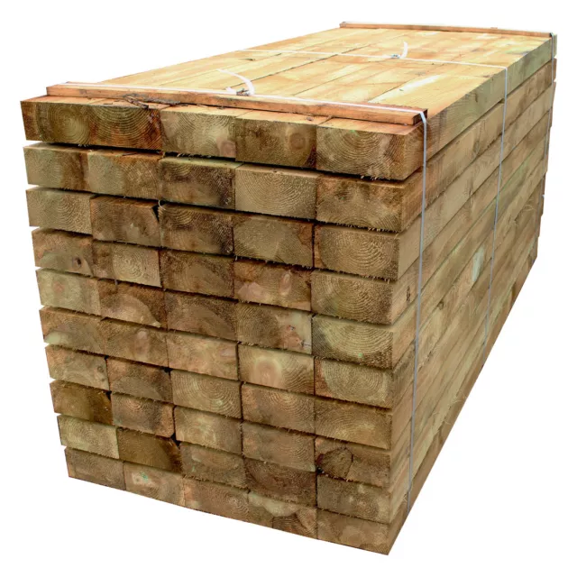 Timber Railway Sleepers 2.4m x 200mm x 100mm 4 Pack | Tanalised Treated Softwood