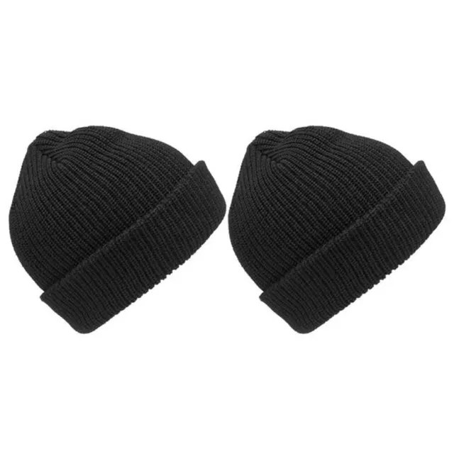 2x 3Peaks Bogong Beanie Kids Knitted 100% Wool 3m Thinsulate Lining Hat Black