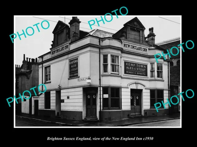 OLD POSTCARD SIZE PHOTO BRIGHTON SUSSEX ENGLAND THE NEW ENGLAND INN c1950