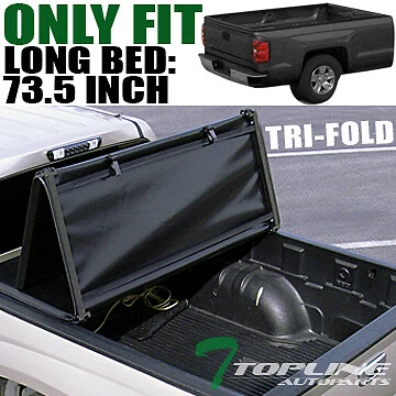 Topline For 2005-2015 Toyota Tacoma 6 Ft Bed Tri Fold Soft Vinyl Tonneau Cover