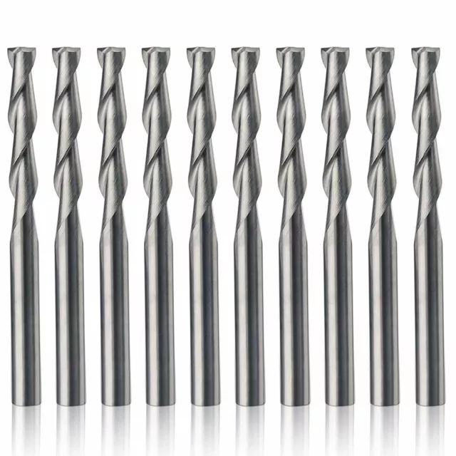 10PCS CNC 1/8 Router Bits End Mill Flat Nose 2-Flute Milling Cutter Carbide