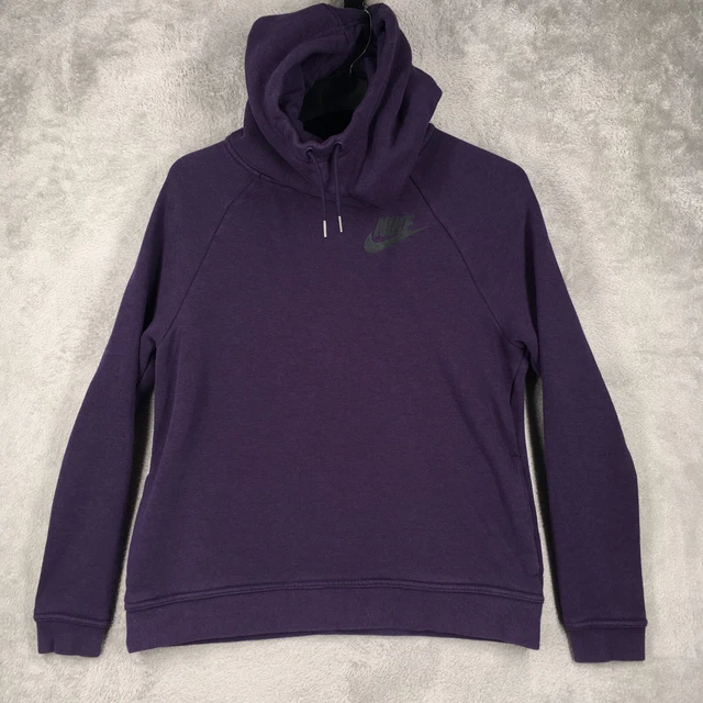 Nike Rally Hoodie Womens Medium Purple Funnel Neck Long Sleeve 926997-524