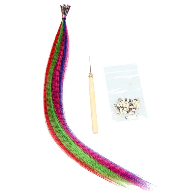 Feather Hair Extensions Kit Synthetic Colored Hair Pieces Cute for Girl Hai U4W2 Feather Hair Extensions Kit Synthetic Colored Hair Pieces Cute for Girl Hai U4W2