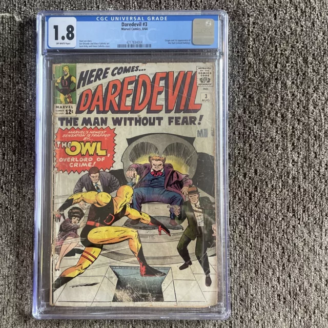 DAREDEVIL  #3 FIRST  OWL CGC 1.8 Off WHITE PAGES (1964) MARVEL