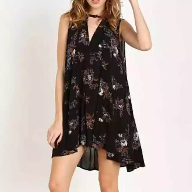 Free People Black Snap Out Of It Sleeveless Tree Swing Tunic Top Women’s XS