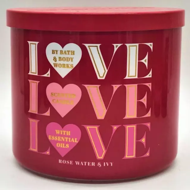 ROSE WATER & IVY - LOVE - 3 Wick 14.5 oz Scented Jar Candle BATH & BODY WORKS