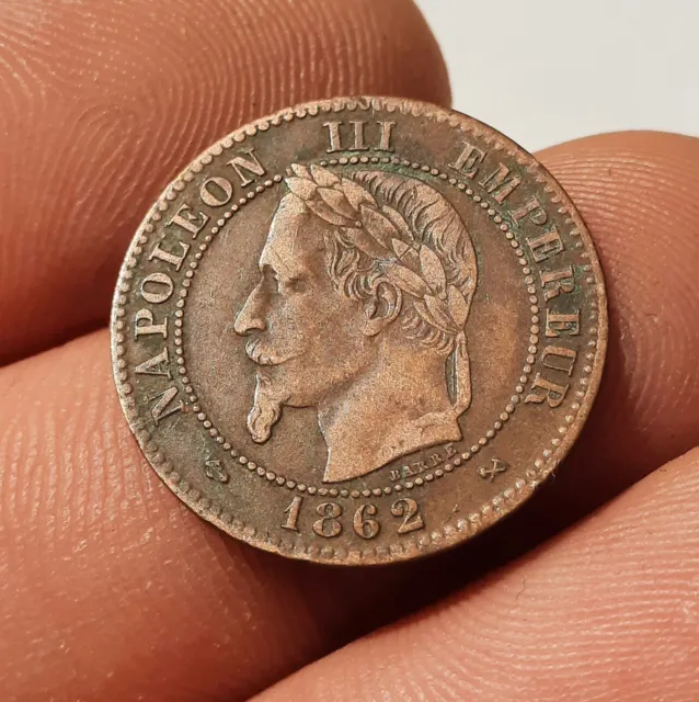 2 Centimes 1862 K Bordeaux, NAPOLÉON III,  Tête Laurée