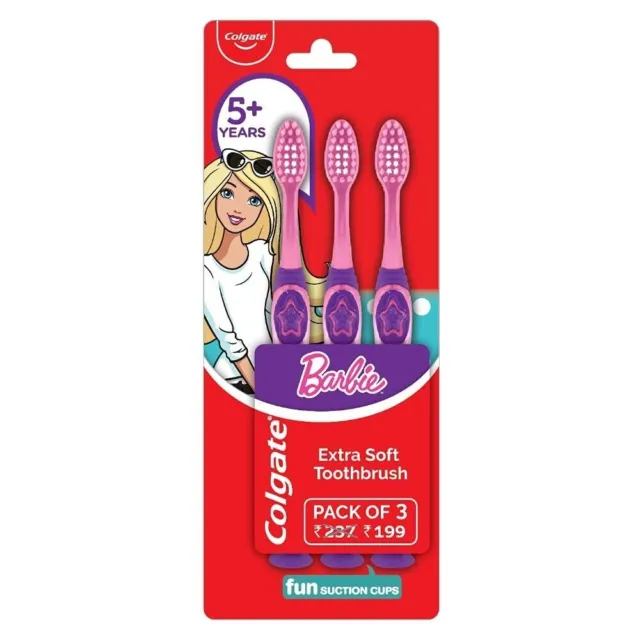 (Confezione da 3) Spazzolino da denti Colgate Kids Barbie, extra morbido...