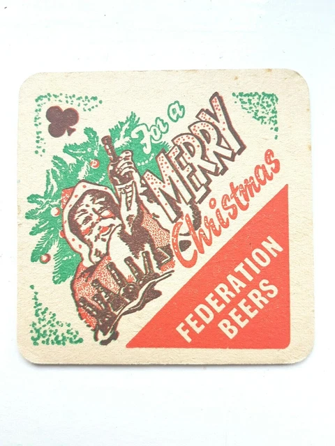 Vintage NORTHERN CLUBS FEDERATION - Merry Christmas Cat No'317 Beer mat Coaster